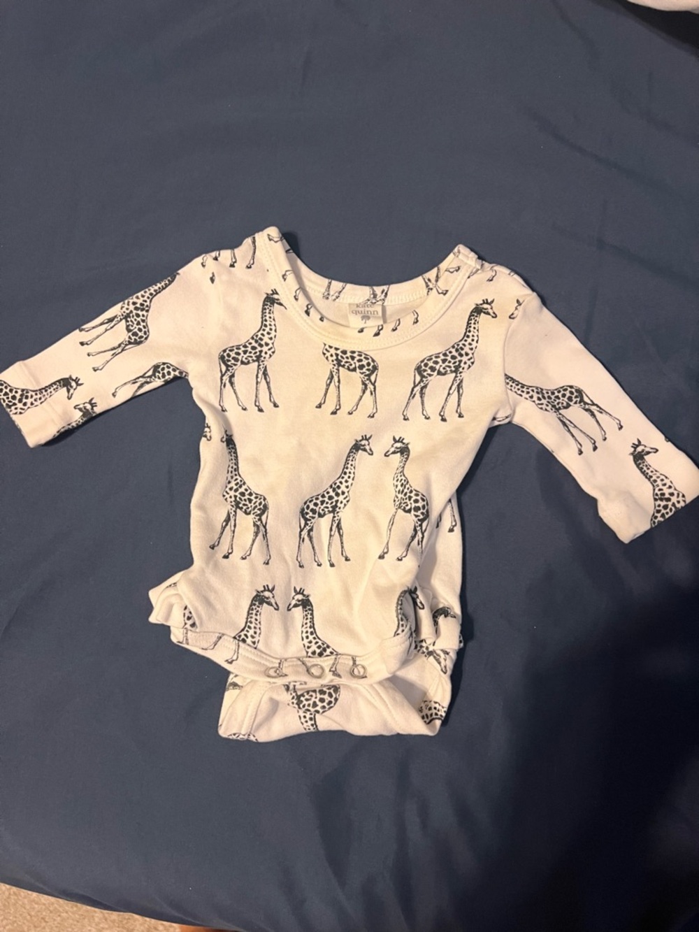 Kate Quinn Giraffe Print Baby Onesie - White with Black Giraffes